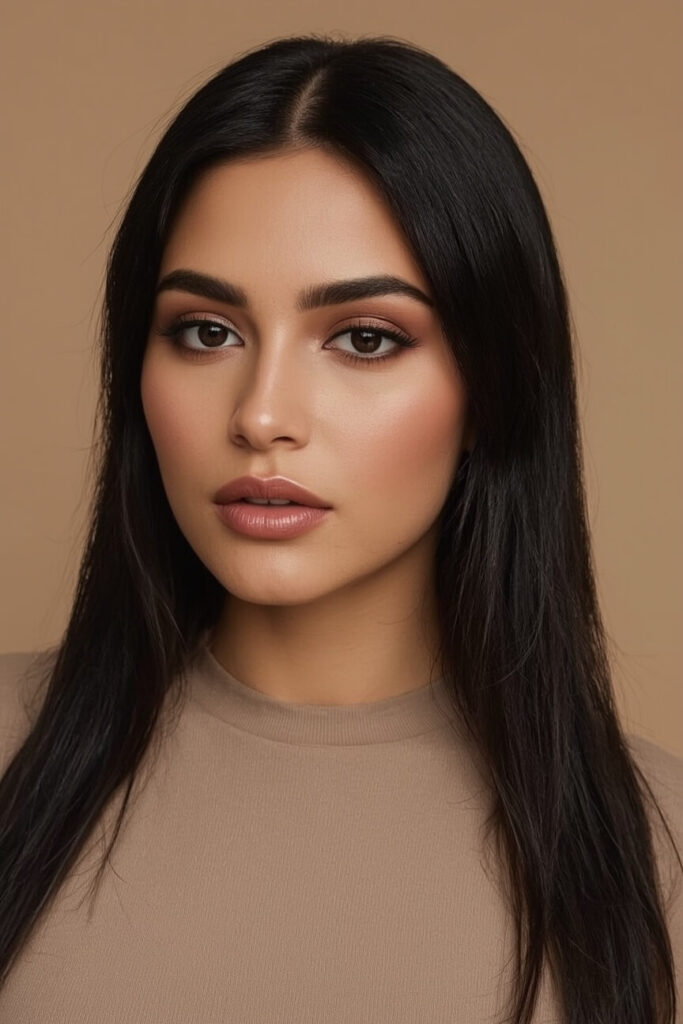 Długowłosa, młoda brunetka, latin make-up